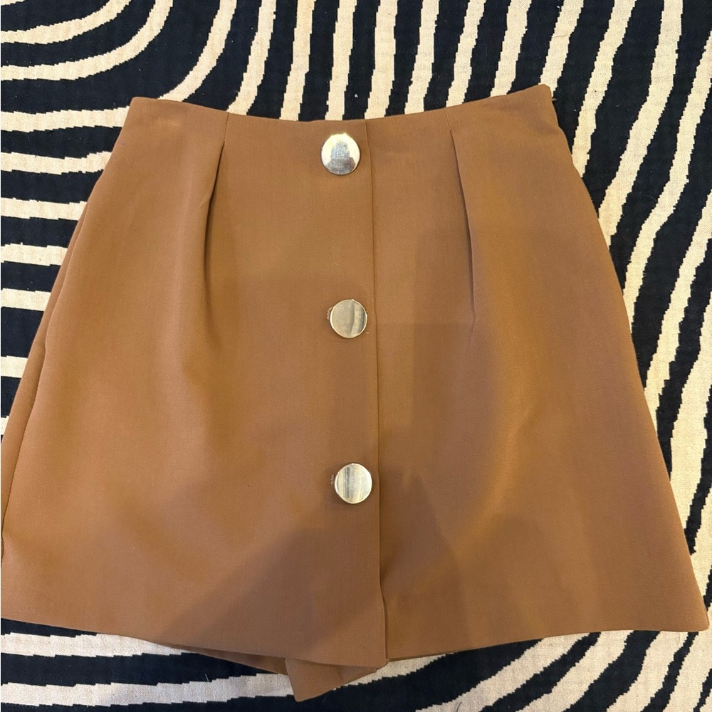 Zara Brown Shorts with Silver Buttons